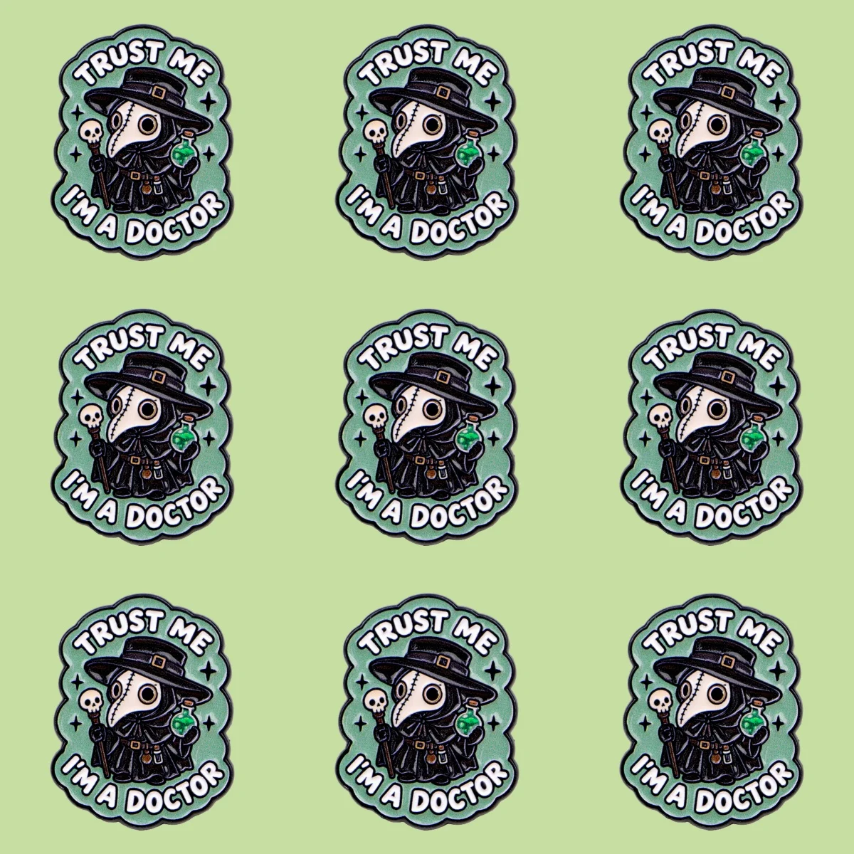 9pcs/Set Plague Doctor Enamel Pin Trust Me I'm a Doctor Crow Brooches on Clothes Badge Bag Clothes Lapel Woman Men Jewelry Gifts
