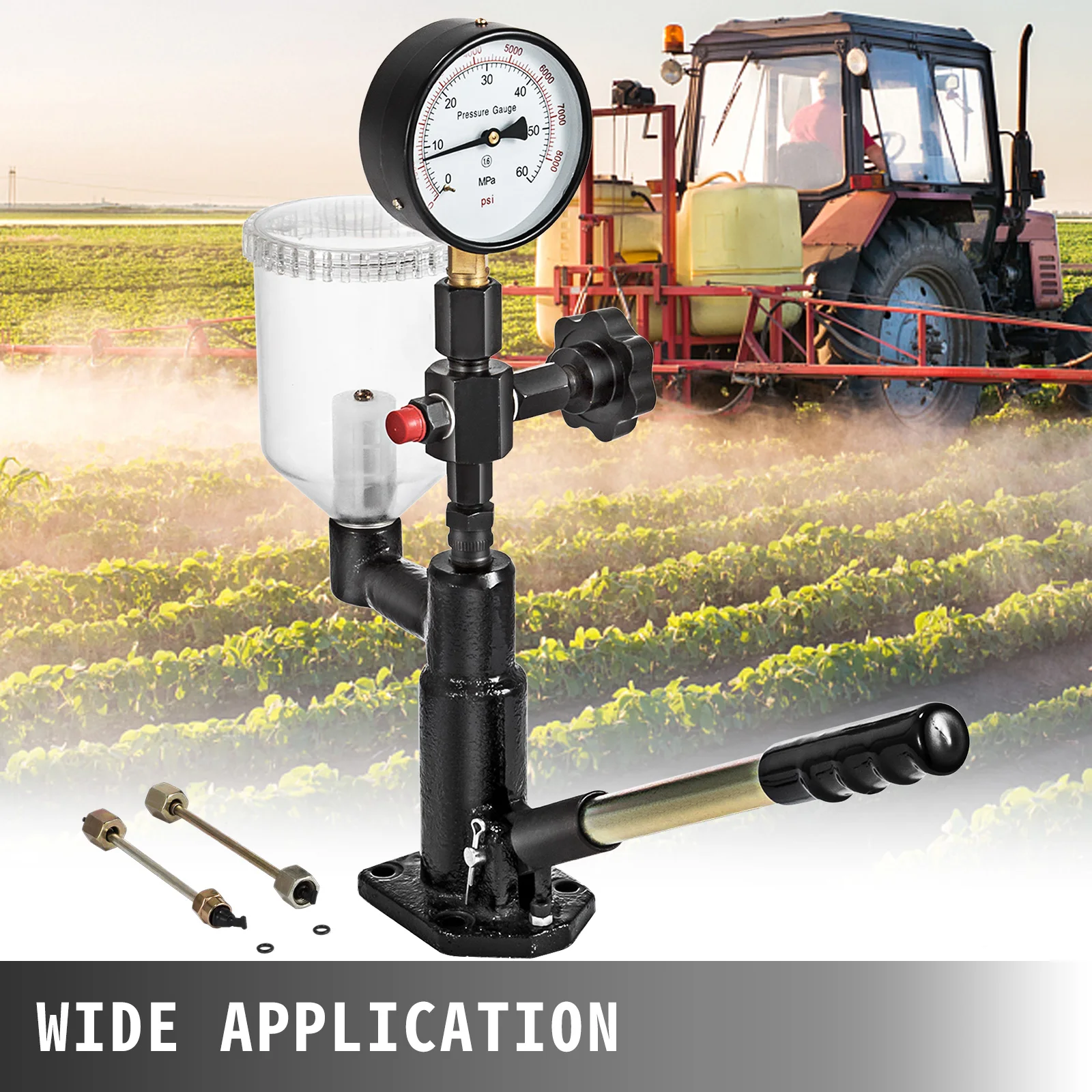 VEVOR Diesel Fuel Injector Nozzles Tester with Dual Scale Gauge 6000PSI Engine Fuel Tester Repair Tool for Automobiles Tractors