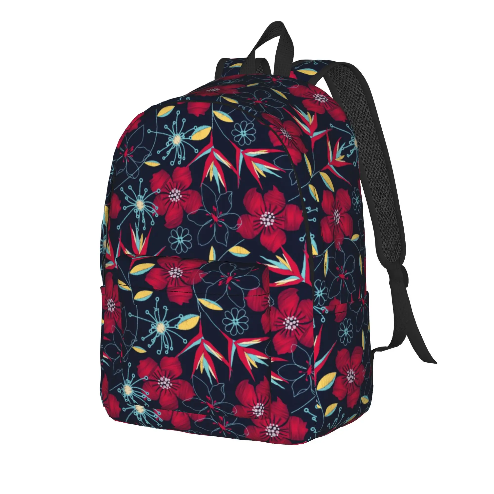 Tropical Hibiscus Embroidery   (3) Backpack  Travel Backpacks Women Men High Quality Lightweight School Bags Kawaii Rucksack