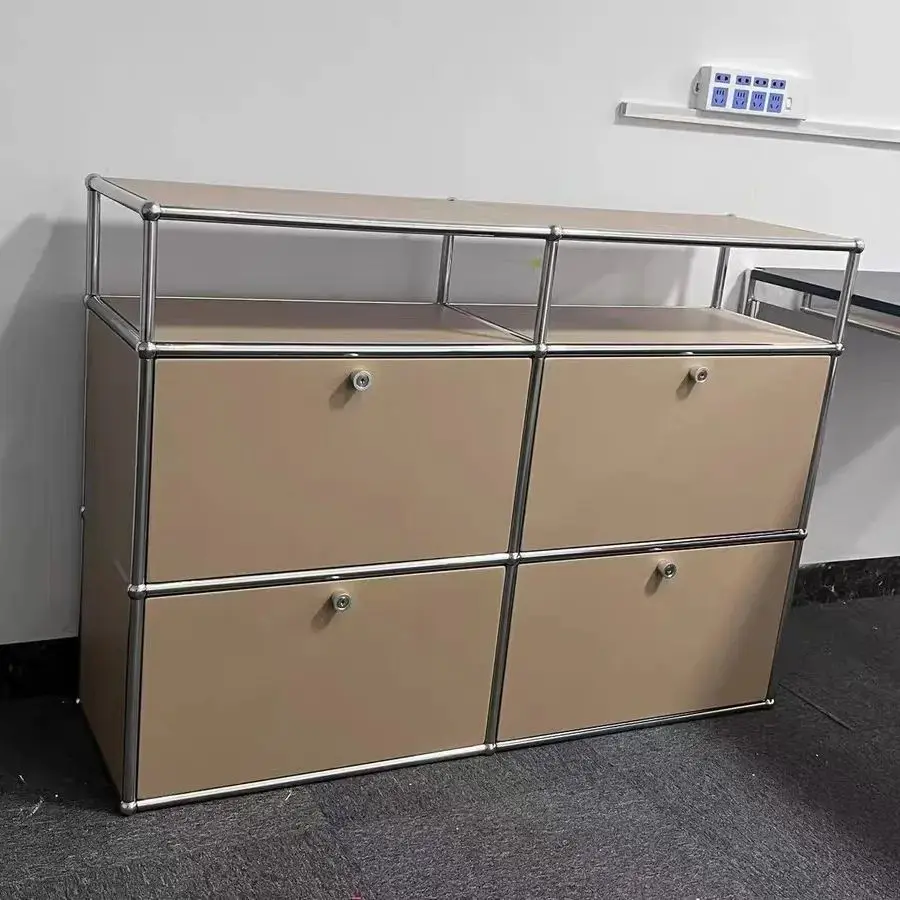 Living Room Cabinet Module Storage Sideboard Storage Shelf Modular Furniture Stainless Steel Frame TV Stand Wood Furniture