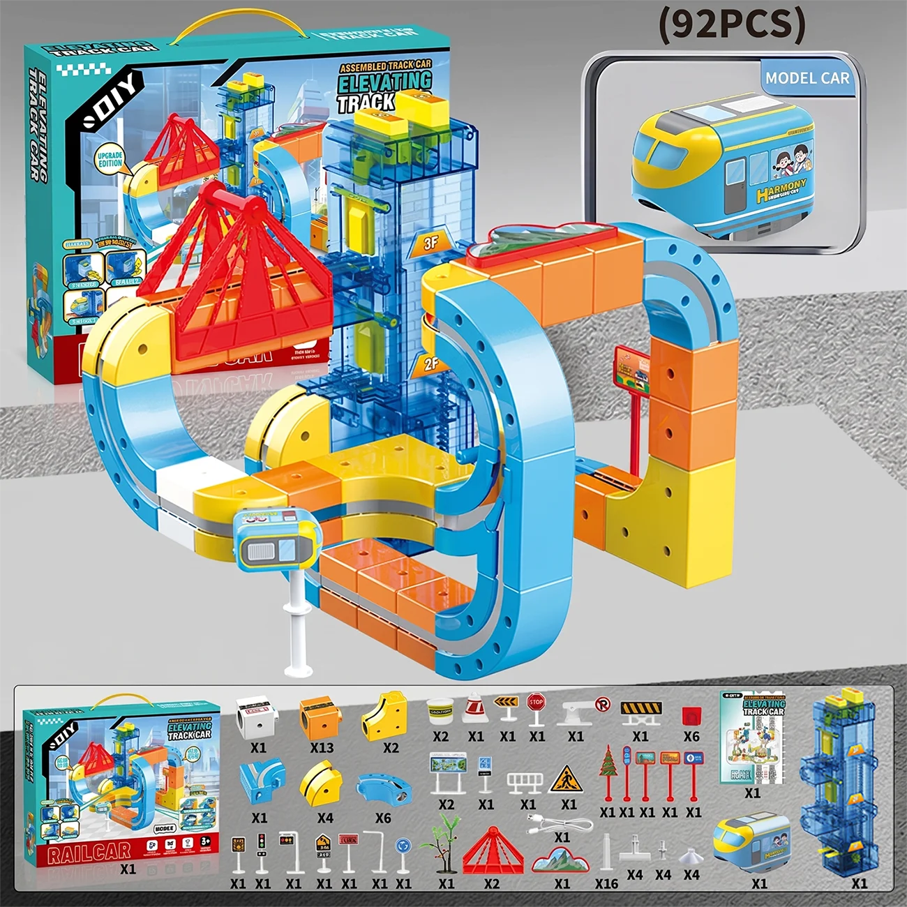 DIY Magnetic Anti Gravity Elevating Track Car Set Puzzle Building Blocks Rail Train Interactive Educational Toys for Boys Kids