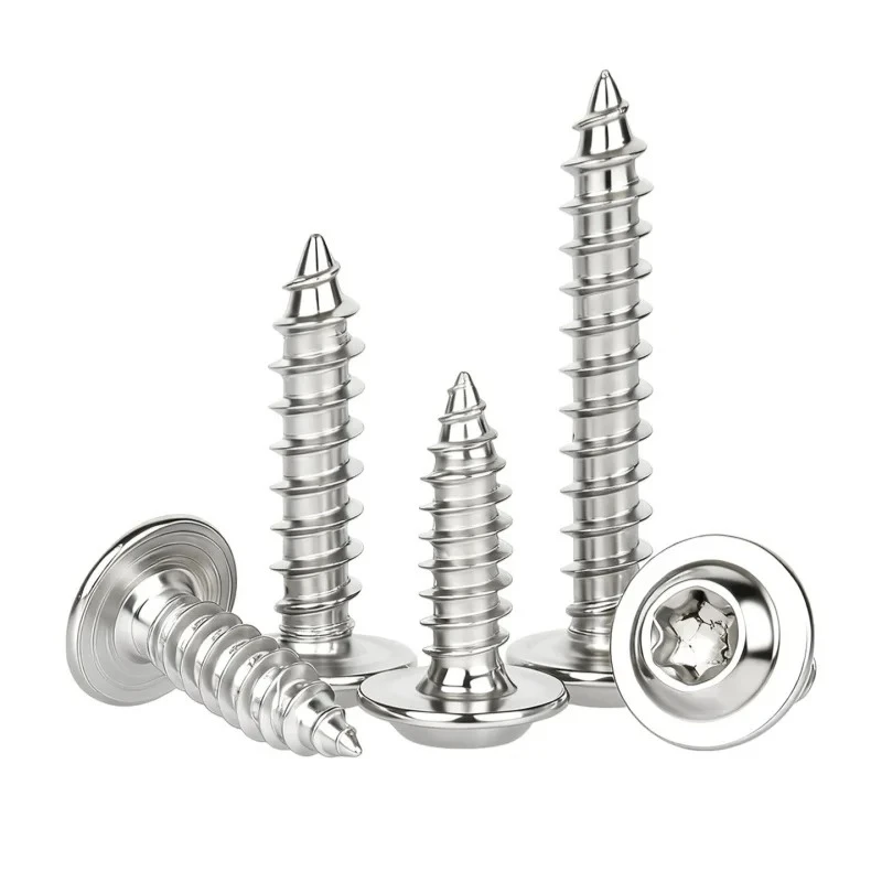 M2~M8 SUS304 Stainless Steel Pwa Pan Round Plus-blossom Six-lobe Torx With Washer Cushion Self-tapping Wood Anti-theft Screw view 4