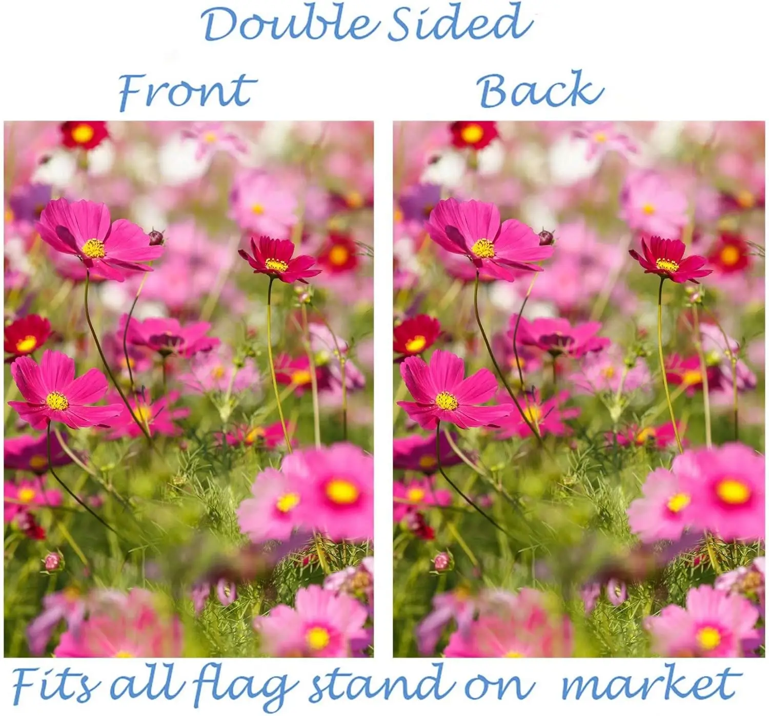 Spring Pink Flowers Summer Floral Cosmos Plant Field Seasonal Garden Yard Flag 12