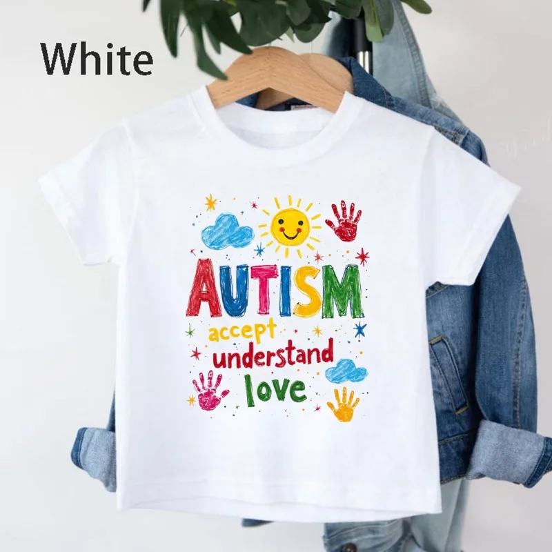 Cute Kids Clothes Brushstroke Autism Awareness Shirt  Autism Support Tees Girl and Boys Clothes Children 100 Cotton Short Sleeve