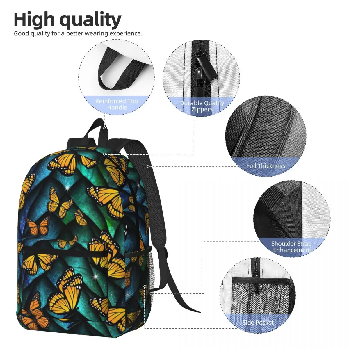 Fantasy Butterfly Dragon! Backpack Daypack Large Capacity Kids BookBag School Bag Shoulder Bags for Men Women