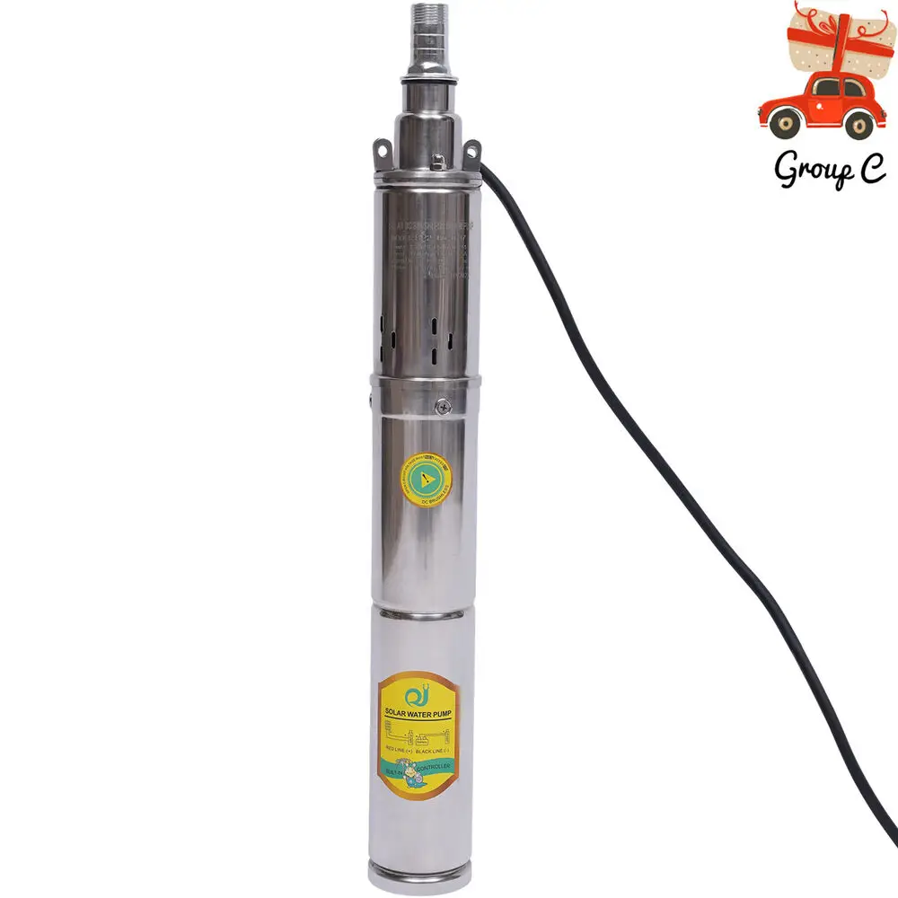 370W 24V Solar Water Pump, Deep Well Submersible Pump with 65m Head, Stainless Steel