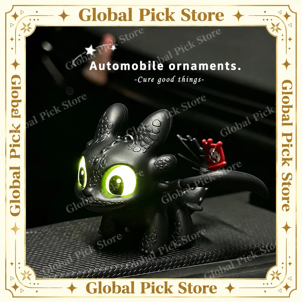 Potdemiel Genuine Car Dashboard Decoration Glowing Toothless Ornament Car Hanging Accessory Interior Night Fury Wings Can Move