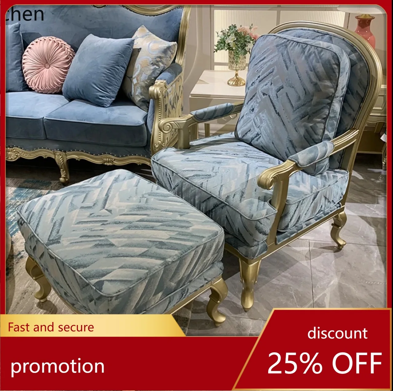 

HXL Fabric Single Sofa Leisure Chair Single Seat Solid Wood Sofa