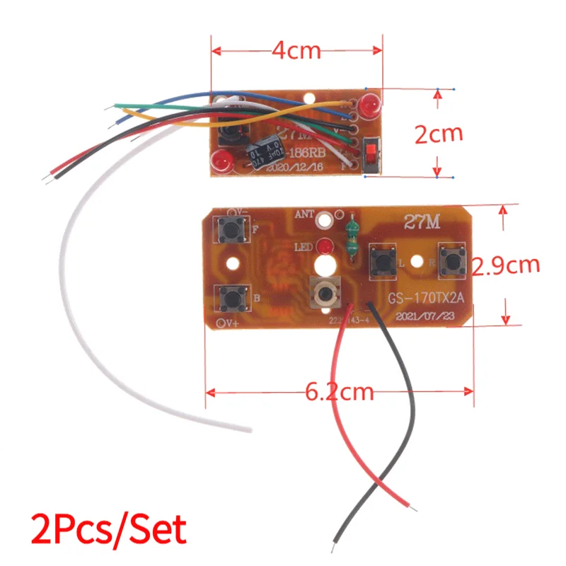 2Pcs/Set High Quality 4CH RC Remote Control 27MHz Circuit PCB Transmitter + Receiver Board For RC Car Remote Control Toys Parts.