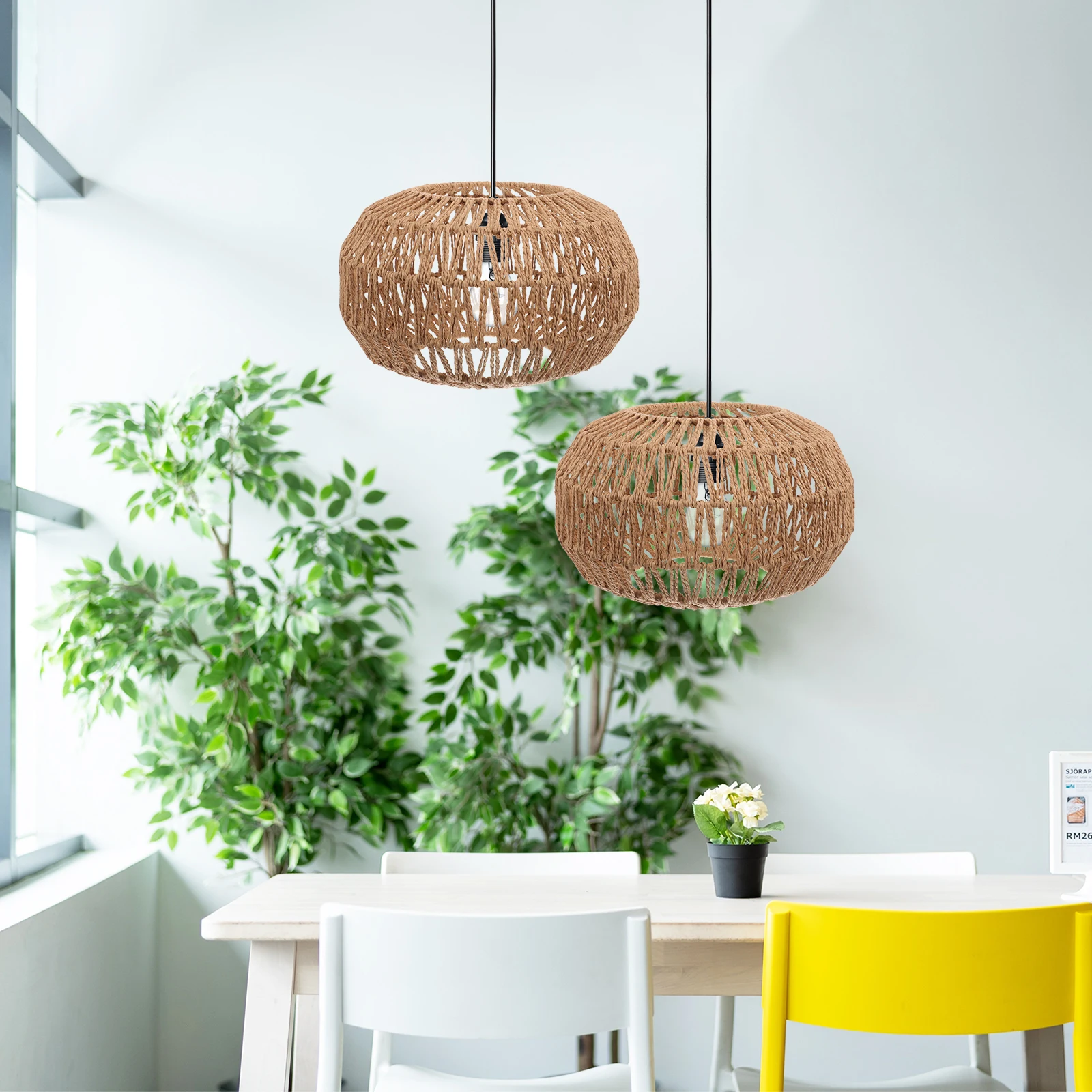 

Braided Vintage Lampshade Wicker Paper Rope Cover for Ceiling Light Home Bar Hotel Decor Simple Lampshade Light Cover