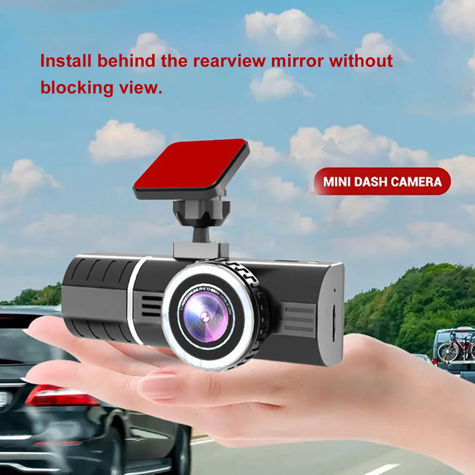 

3 Channel Dash Cam 1080P Dash Cam ABS Aluminum Alloy 24Hr Parking 170 Degree Wide Angle 150mAh 2.7 Inch Display for Outdoor