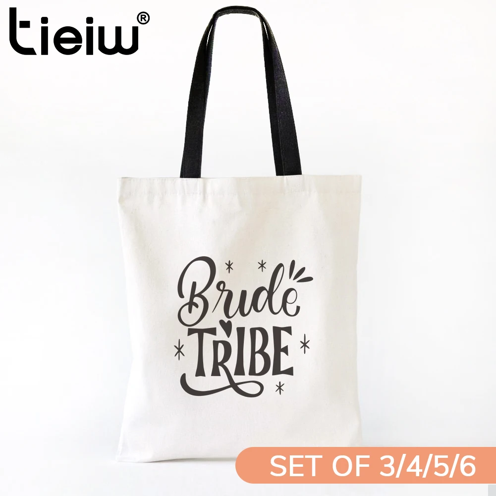 Bride Tribe Canvas Tote Bag Bachelorette Party Favor Bridal Shower Gift Reusable Shopping Bag Wedding Keepsake