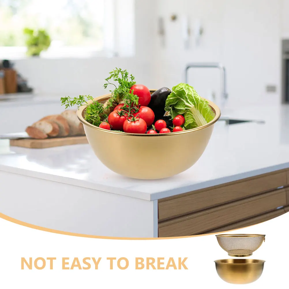 

1Set Stainless Steel Draining Basket Fine Mesh Strainer Rice Washer Fruit Vegetable Colander Kitchen Storage Basket