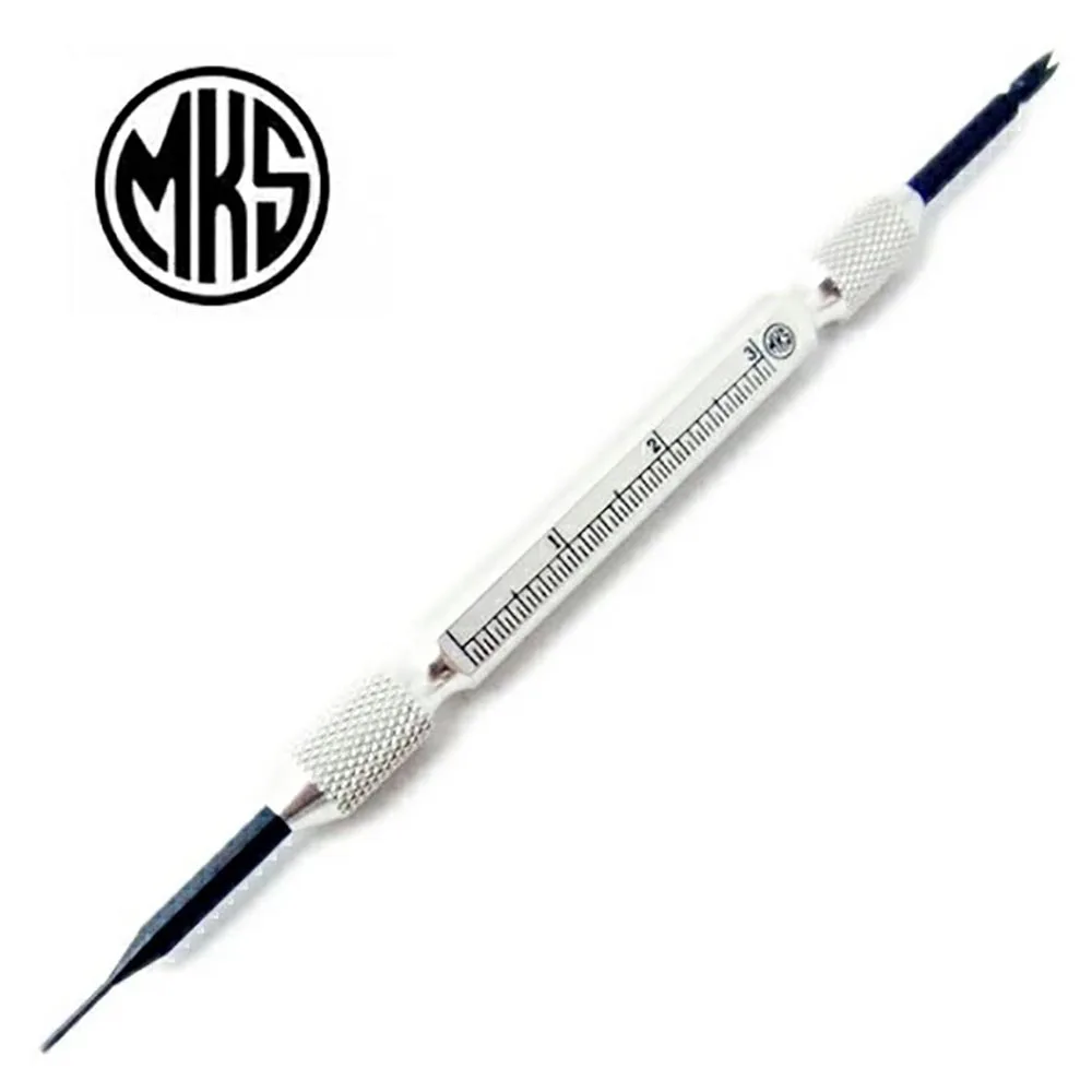 Outil à barrettes MKS avec double embout I/Y remplaçable, règle intégrée de 30 mm, poignée moletée, pour le retrait des goupilles de bracelet de montre en cuir