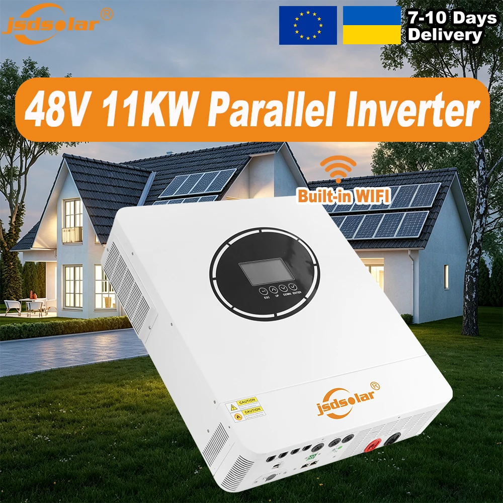 11000W Hybrid-Solarwechselrichter 48V Dual MPPT 160A Ladegerät Off-Grid-Wechselrichter unterstützt 6 parallele Einheiten, reiner Sinuswellen-Off-Grid+On-Grid-Wechselrichter für Haushaltslasten,