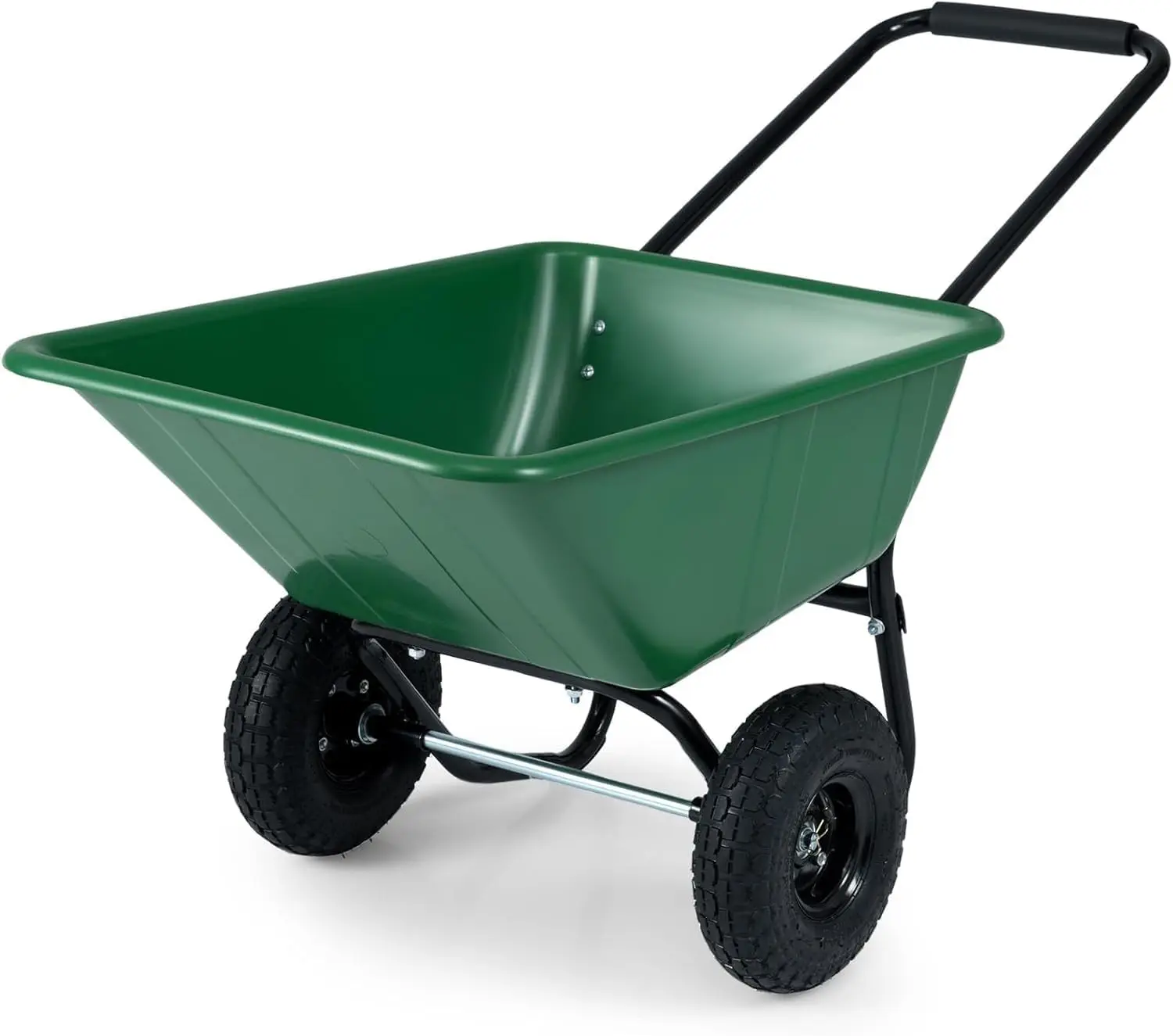 Dual Wheel Wheelbarrow 330 Lbs Heavy Duty Garden Cart 10 Inch Pneumatic Tires Lightweight Yard Hauler Soil Bricks Construction M