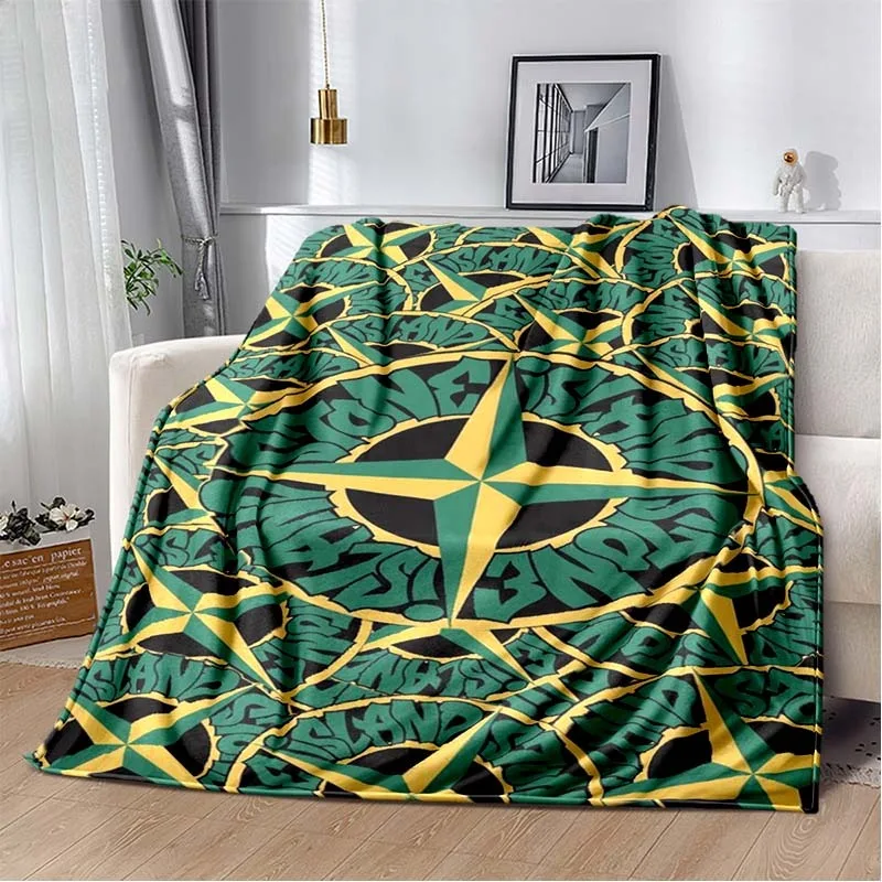 fashion S-Stone I-Island logo Print Flannel Blanket Ultra Soft Warm Throw For Couch Bedroom Living Room Indoor Home Decor Gift