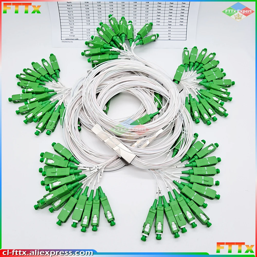 Free Shipping 10pcs/lpt FTTH 1X16 PLC SC/APC SM 0.9mm PVC G652D 1m FTTH Fiber Optic Splitter SC APC