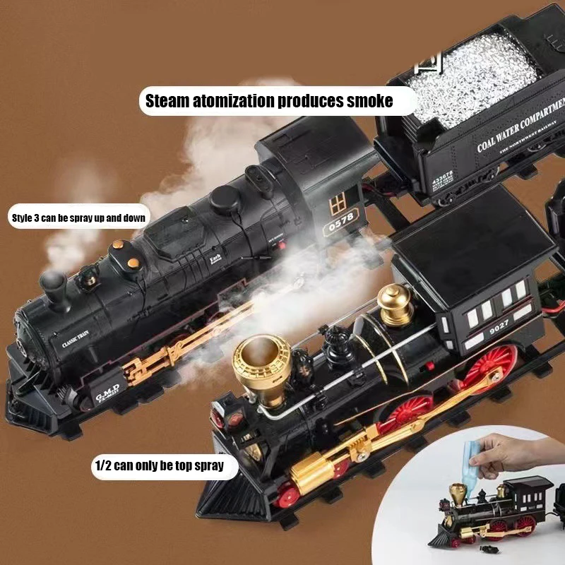 Simulation Train Remote Control Retro Steam Electric Stepless Speed Control Remote Smoking Train Children\'s Toys