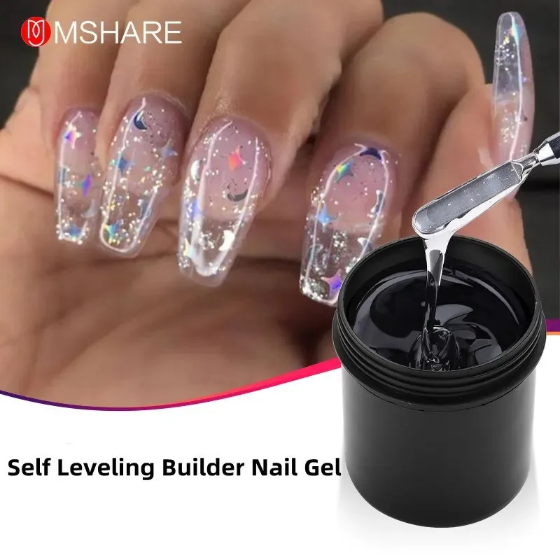 MSHARE Transparent Super Clear Self-leveling Gel Camouflage Encapsulated for Nail Extension UV Poly Nail Gel 5oz 142g