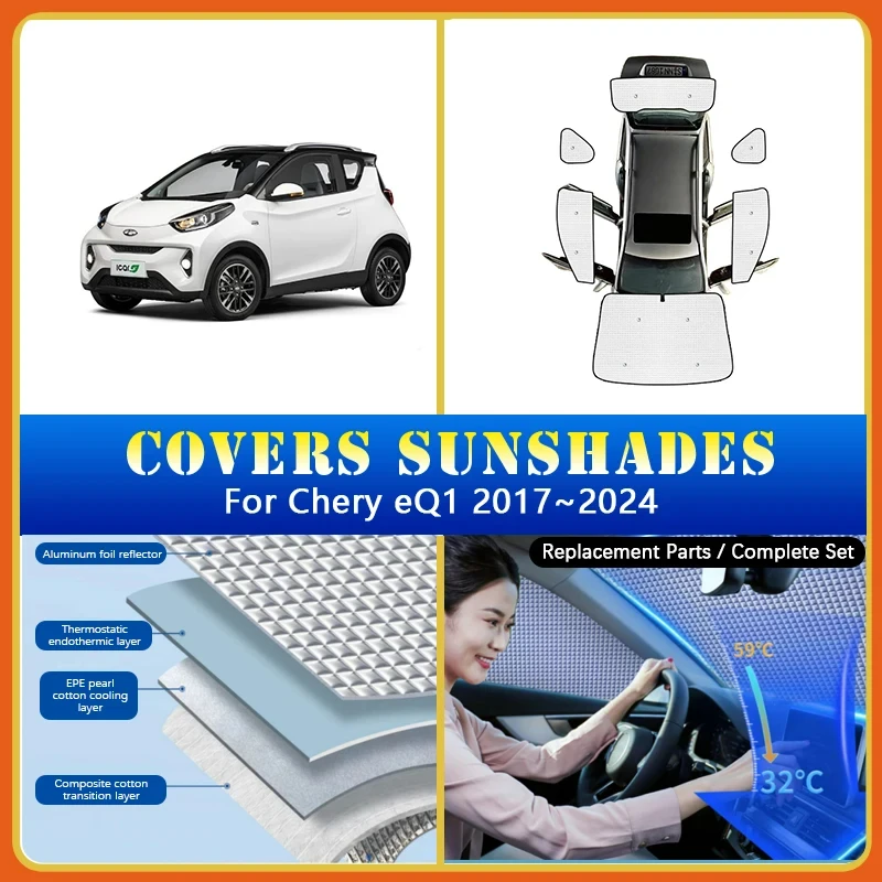 

Car Sunshade Cover For Chery eQ1 MASADA EQ1 2017-2024 Parasol For Car Summer Sunscreen Window Coverage Sunshade Auto Accessories