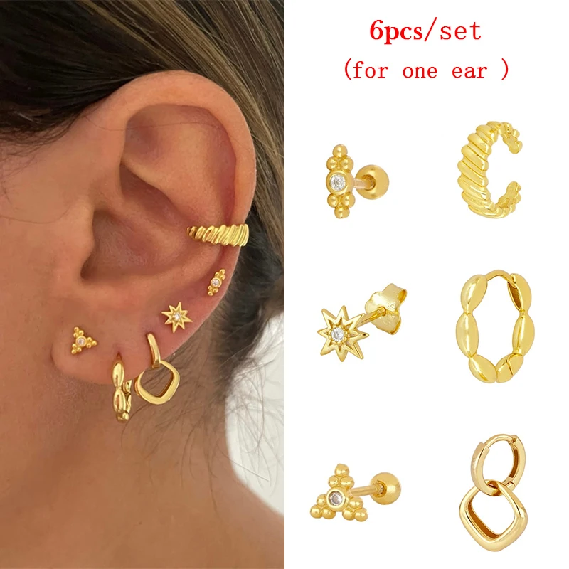 TIANDE Gold Color Earrings Set for Women Fashion Boho Ear Cuff Women's Stud Hoop Drop Earrings 2022 Fashion Jewelry Wholesale