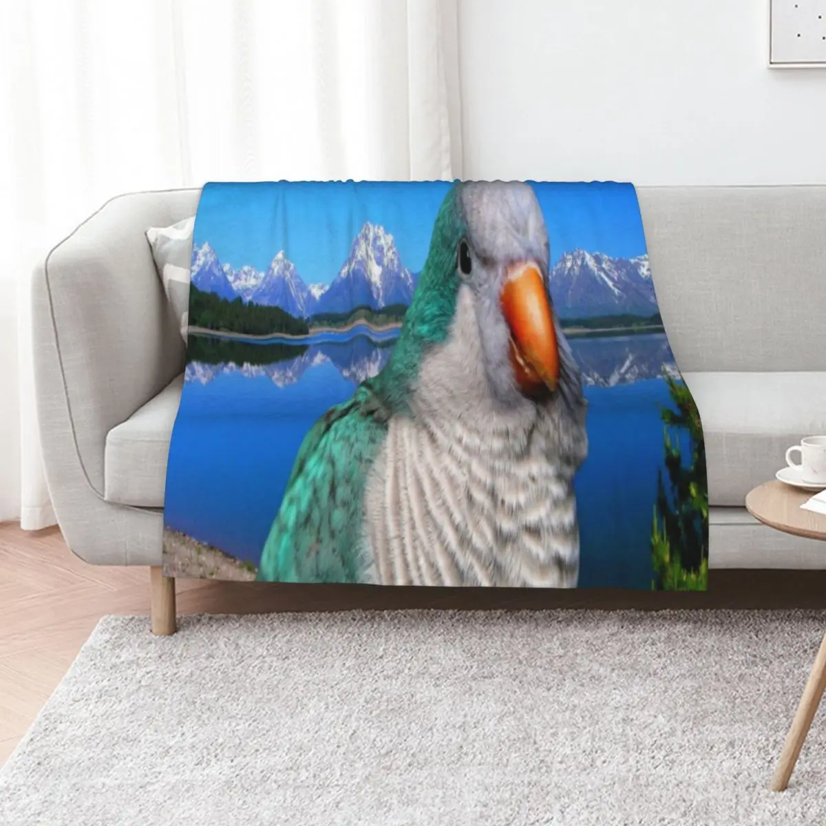 Monk Parakeet Throw Blanket Retros Plaid on the sofa Flannel Camping anime Blankets For Baby Blankets