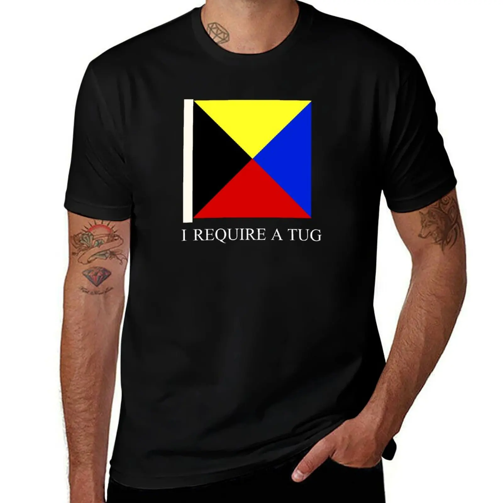 

I Require A Tug Funny Maritime Flag Z T-Shirt man clothes shirts graphic tee men clothings