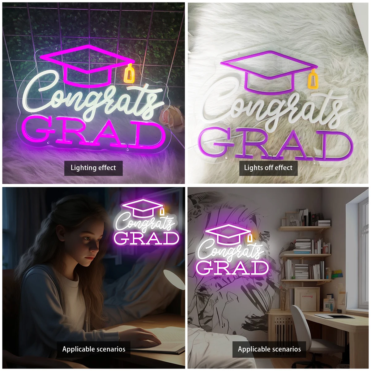 Congrats CRAD Neon Sign Art Wall Room Decor Graduation Ceremony LED Neon Lights USB Congratulations Graduates Decoration Signs