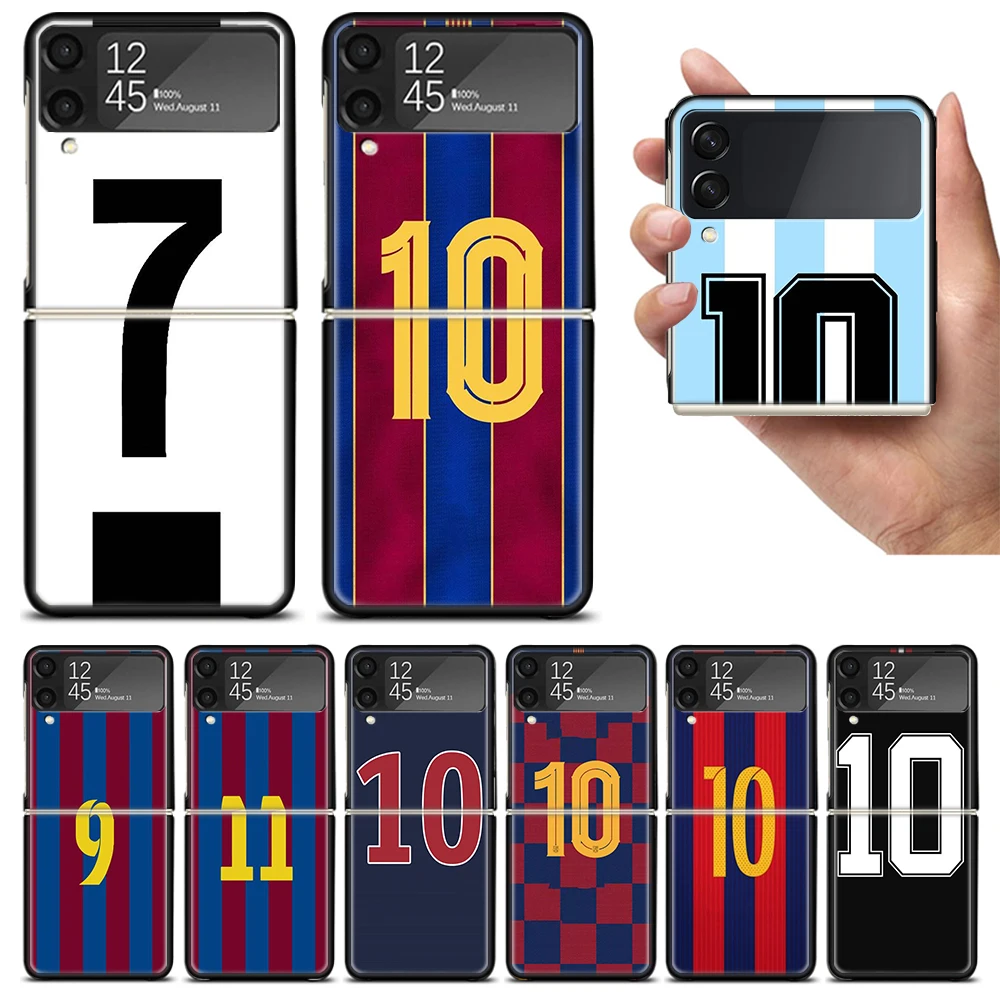 Caso de telefone número de futebol para samsung, celular shell, tampa, celular shell, z flip3, flip 4, 5, 7, 10, 30, zflip4, flip 3