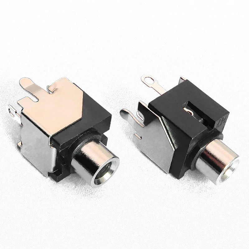 100pcs 3.5mm headphone socket PJ-301B with metal support Vertical plug-in 4 pins metal port/threaded female socket