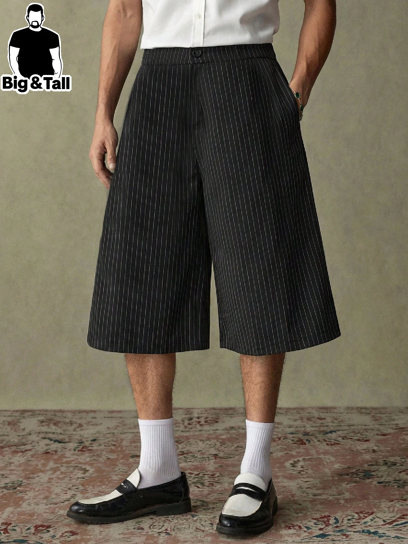

plus Size Men's Casual Business Suit Shorts Striped Design Simple Fashion Suitable for Sports And Outdoor Activities