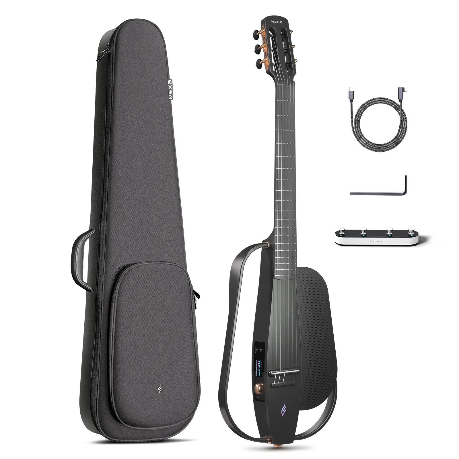 

Acoustic- Carbon Fiber Classical Nylon String Travel Guitar 2N Smart Acustica Guitarra with 50W Wirel