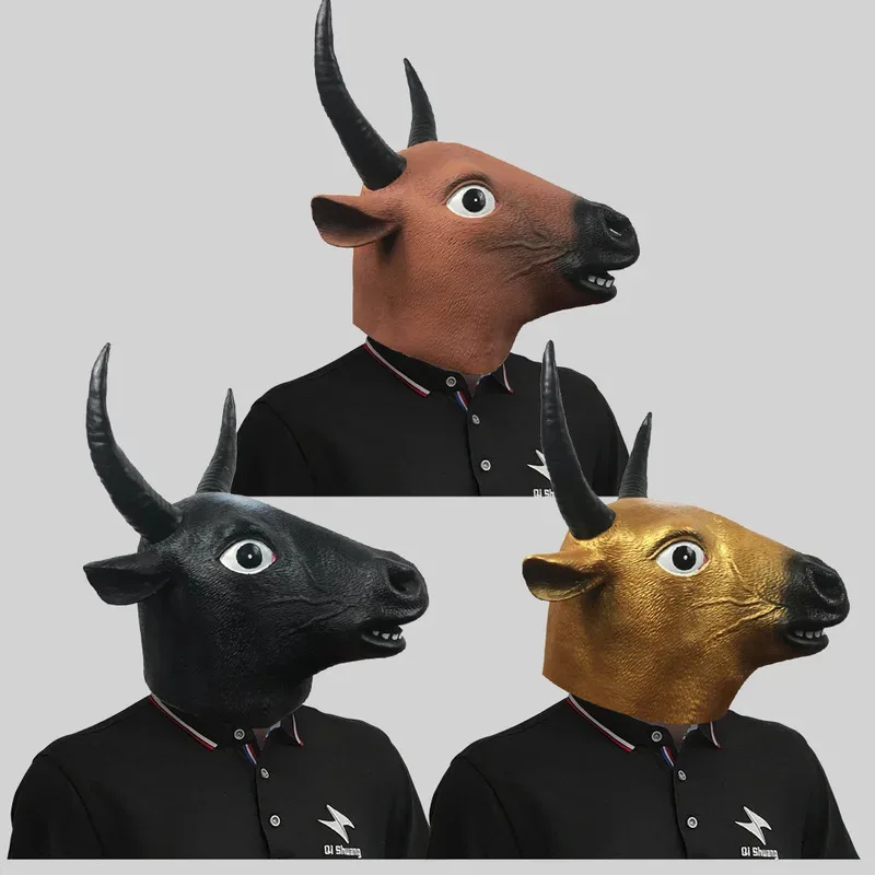 Decorazione della festa di Halloween Maschere di animali in lattice Carnevale Night Club Masquerade toro Costume cosplay Puntelli maschera spaventosa jk;6
