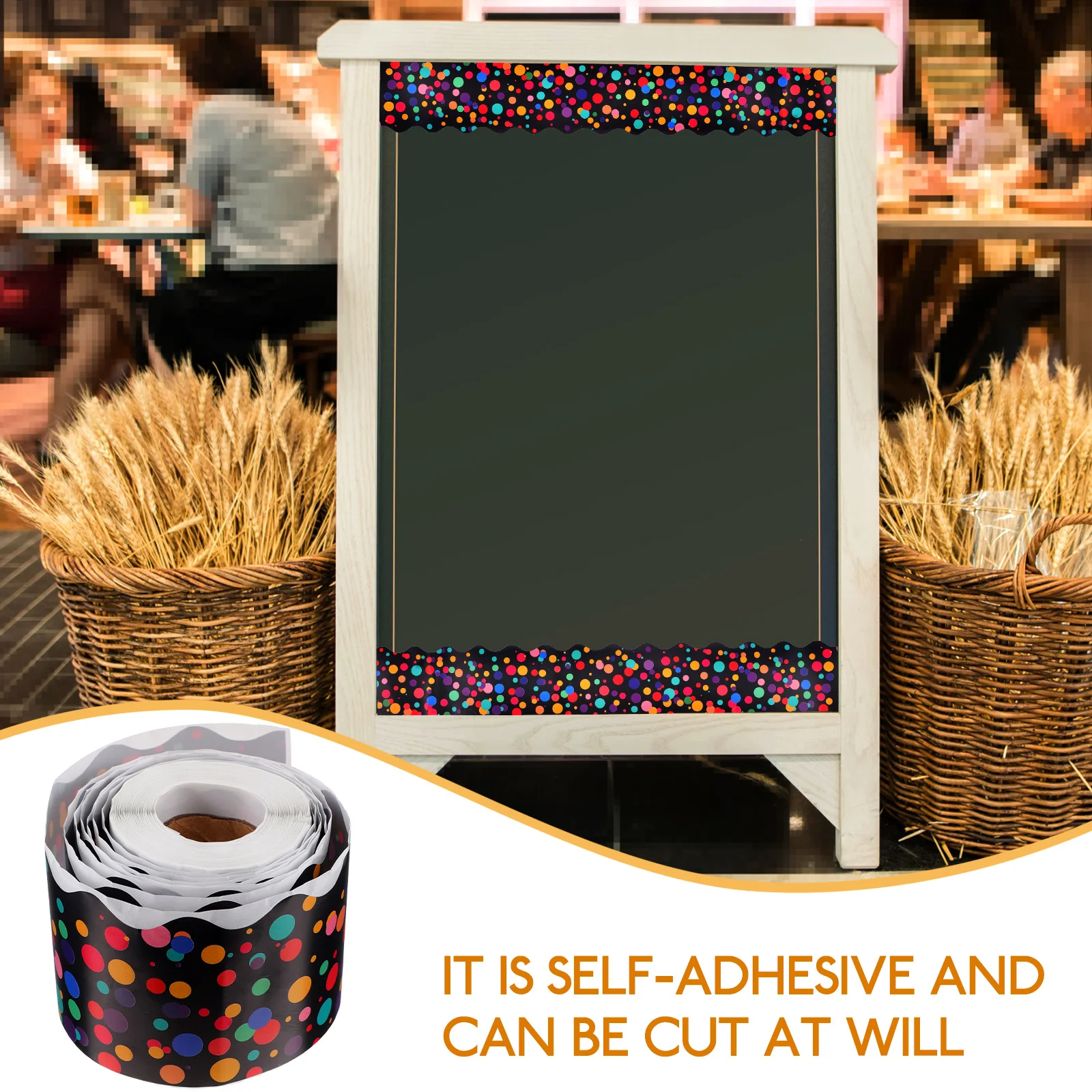 

Colorful Stickers Classroom Display Borders Decals for Blackboard Replaceable Bulletin Small Round Detachable