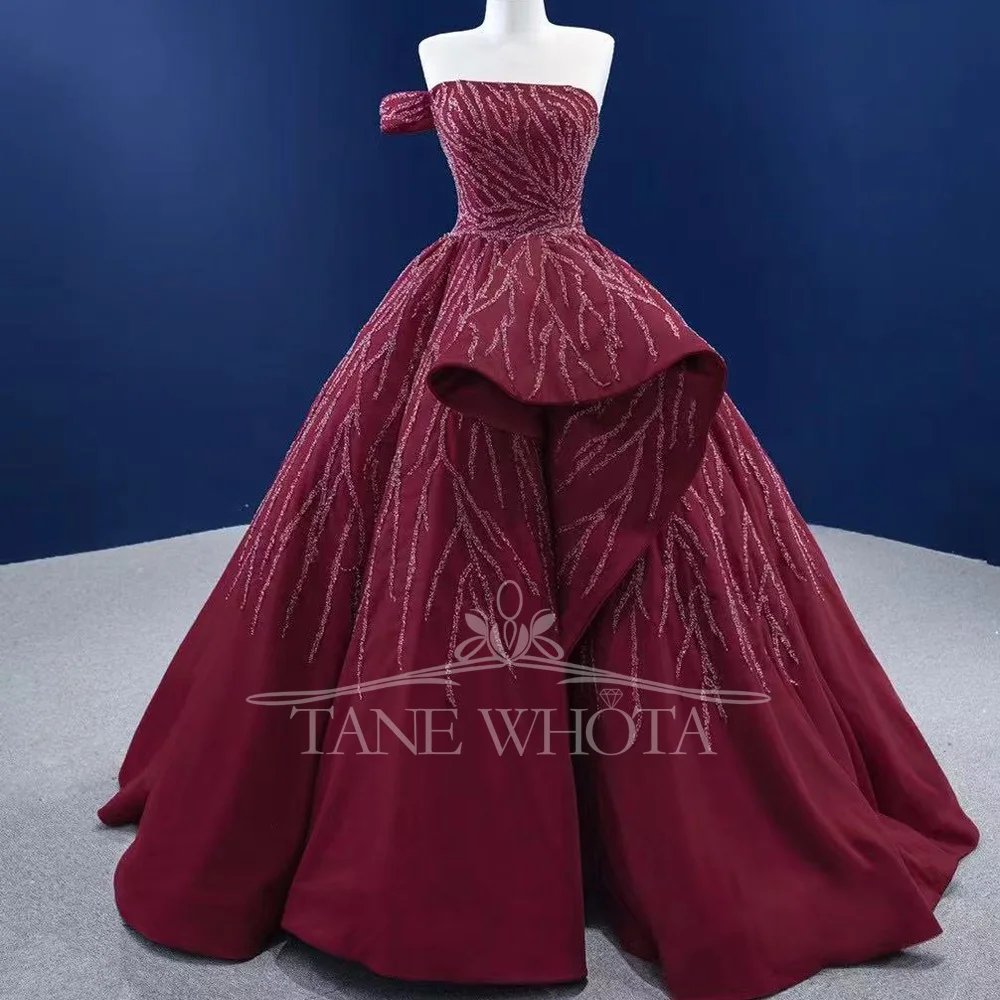 

Роскошное винно-красное вечернее платье с блестками на шнуровке сзади без бретелек для женщин, длинное вечернее платье для выпускного вечера по индивидуальному заказу