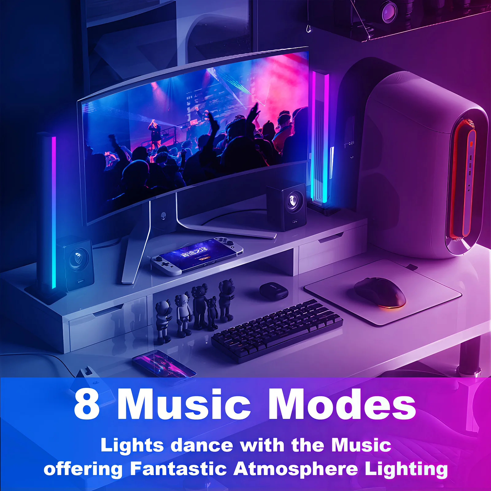 Imagem -04 - Rgb Led Desktop Floor Lamp Barras de Luz Noturna Música Rhythm Luzes Atmosféricas Backlight para Gaming Room Decoração Lâmpada Pcs