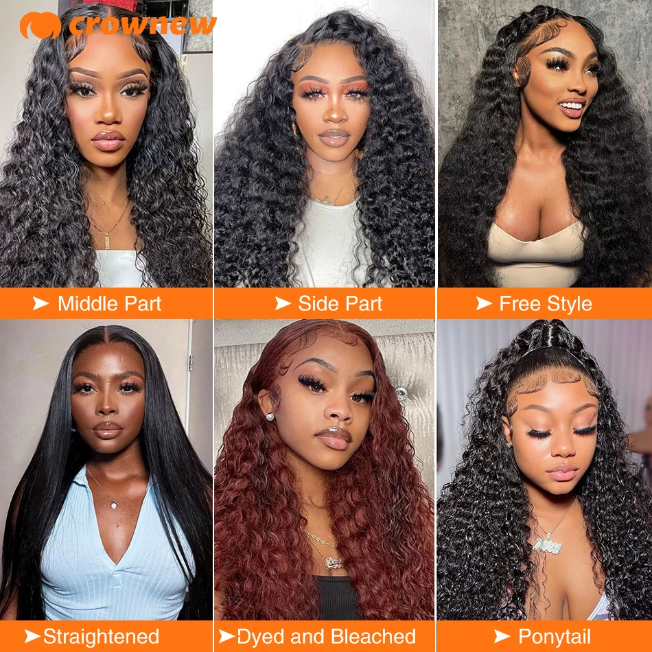 Deep Wave Frontal Wig 13X4 Hd Lace Frontal Wig Human Hair 200% Curly Lace Front Human Hair Wig Pre Plucked Bleached Knots Wigs