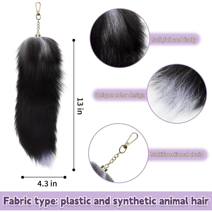 مجموعة قناع وذيل القطط من BADALU Therian للفتيات - قناع ثعلب فروي للهالوين على شكل ذيل الذئب مع قلادة جلدية - فرو صناعي