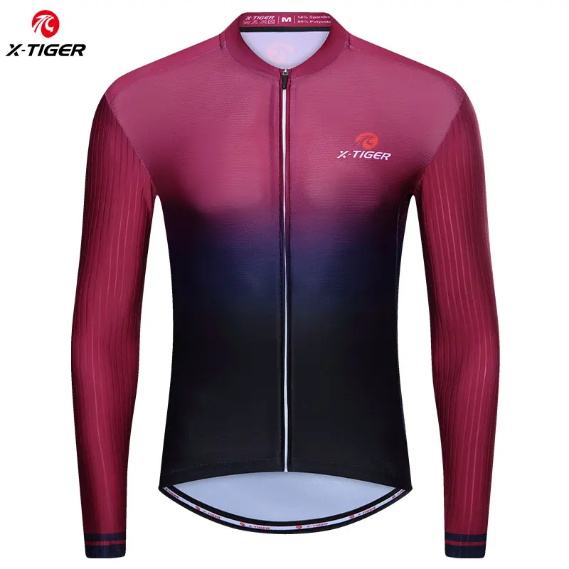 X-Tiger Man Cycling Jersey Pro Aero Slim Fit Breathable Long Sleeve Men's Cycling Clothing MTB Road Anti-UV Men's Cycling Shirt