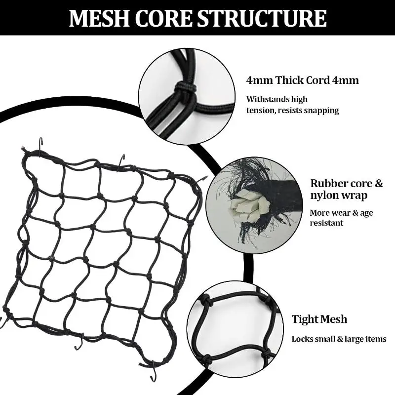 1Pc Motorcycle Luggage Mesh Hook Storage Bag Multifunctional E-bike Bicycle Pouch for Outdoor Adventure Riding
