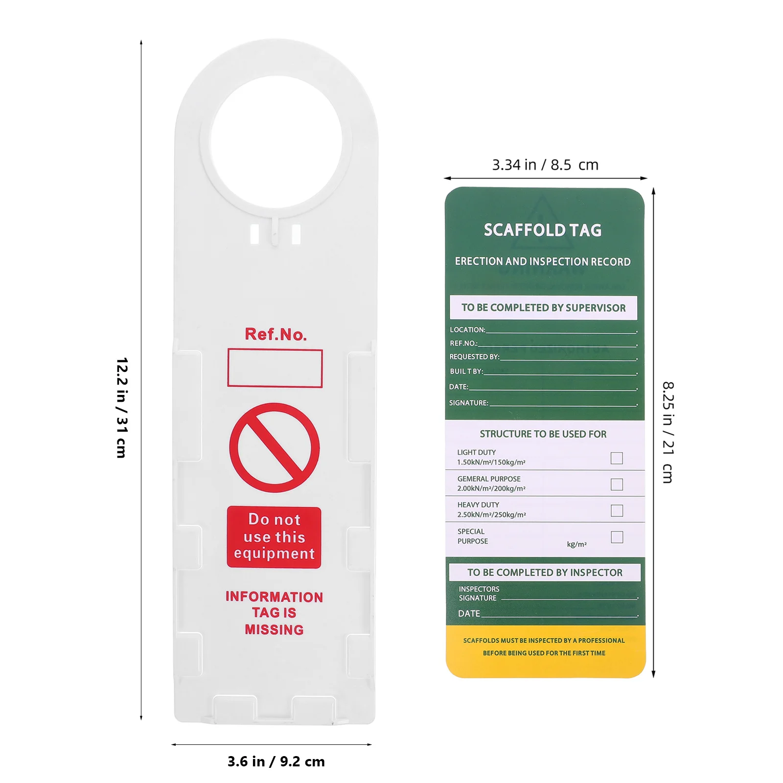 1Set Ladder Inspection Tags Weatherproof PVC Safety Tag System for Scaffolding and Equipment with 3 Holders 6 Inserts