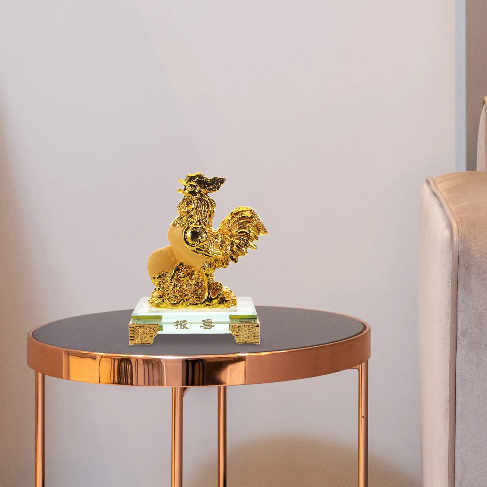 Sturdy Resin Rooster Art Sculpture Chinese Zodiac Fortune Symbol Desktop Car Office Decor Feng Shui Elegance New Year Keepsake