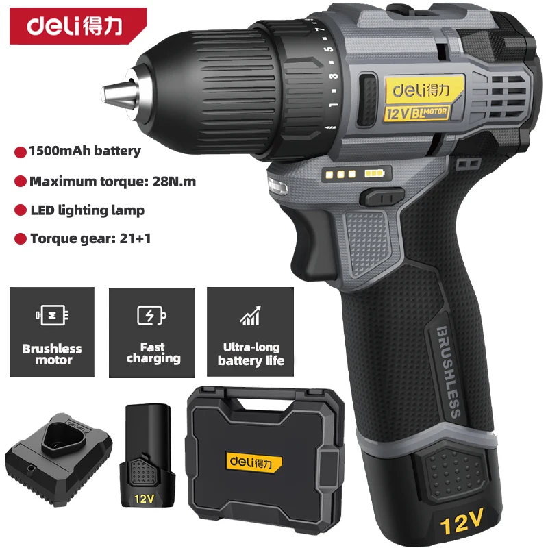 

12V Cordless Electric drill Multifunctional Screwdriver Rechargeable Electric Drill Lithium Battery 1400rpm Speed Power Tool