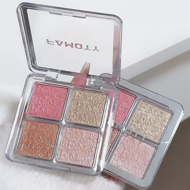 4 Colors Diamond Highlighter Powder Palette Glitter Face Contour Brighten Makeup Shimmer Ultra-concentrated Illuminate Cosmetics