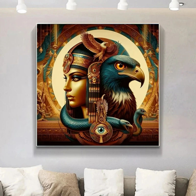 DIY Egyptian Queen Diamond Painting 2025 Jewel Cross Stitch Kits Eagle Pyramid Snake Round Diamond Mosaic Rhinestones Home Decor view 3