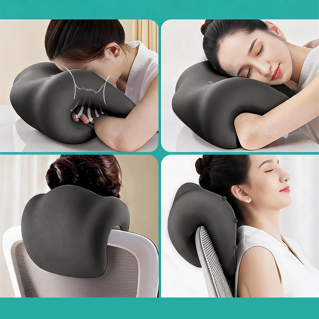 Oreiller en mousse à mémoire de forme, design ergonomique en forme de H, confort haute densité pour le bureau, la voiture, la maison, portable et léger, housse amovible et lavable, idéal pour les voyages et l'usage quotidien