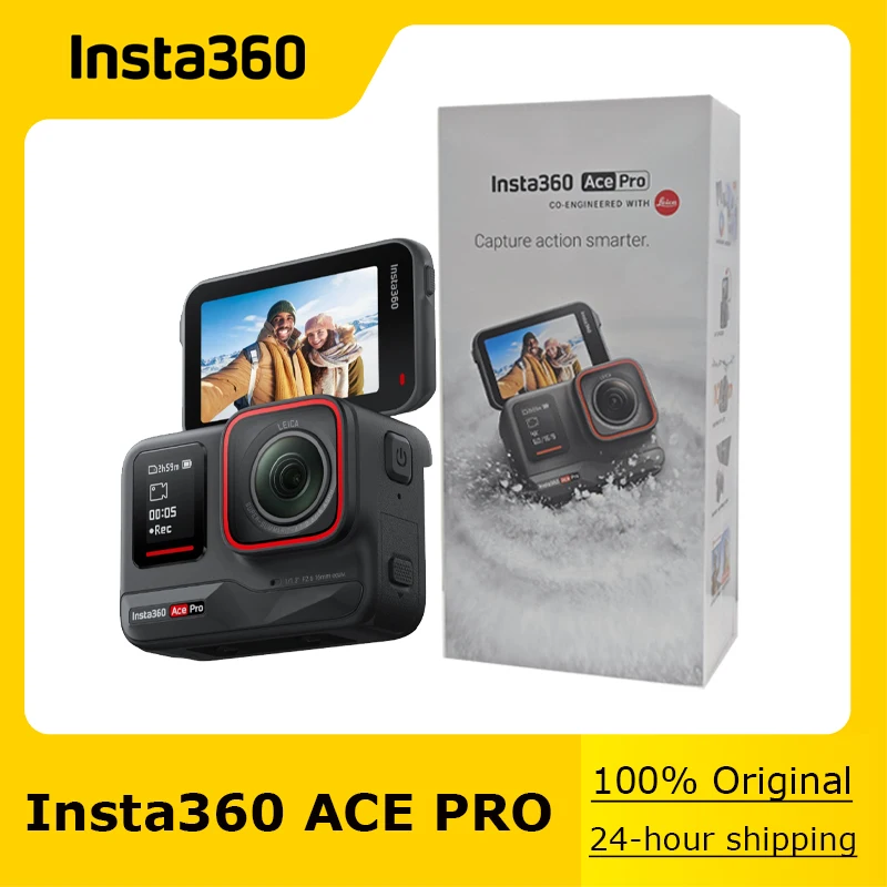 

100% оригинальная экшн-камера Insta360 Ace Pro — флагманский датчик 1/1,3 дюйма, второбезопасный с Leica, раскладной сенсорный экран 2,4 дюйма