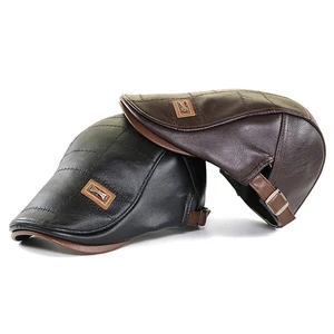Herren Retro Leder Baskenmütze, flacher Hut, Winter, heiß, verstellbar, hohe Qualität, britischer Stil 8 Hauptverkäufe Herrenbauer Leder - №1