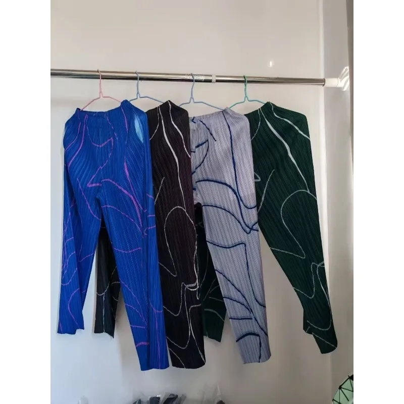 Miyake Pleated Women's Tops Long Spring Dresses Fall Limited Simple Loose Straight Pants Set Fashion Commuter Wear Woman Clothes